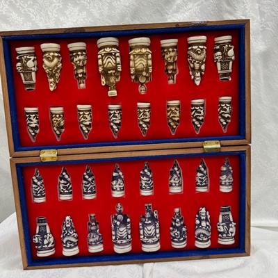 Vintage Asian Cast Chess Set