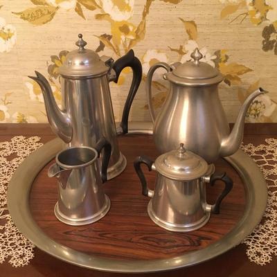 vintage pewter tea set