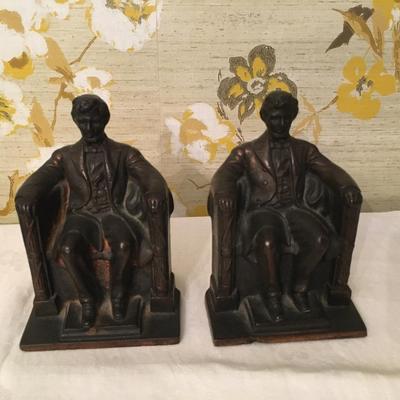Vintage Abraham Lincoln cast iron bookends