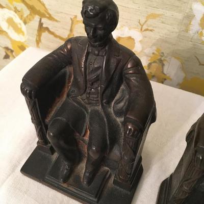 Vintage Abraham Lincoln cast iron bookends