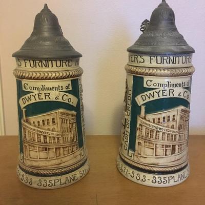 Vintage promotional beer steins