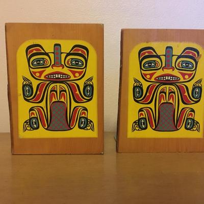 Painted Northwest Indian Beaver bookends