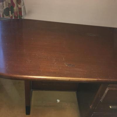 Rare Original Art Deco Office Mid Century Modern Desk Glass Arch Top