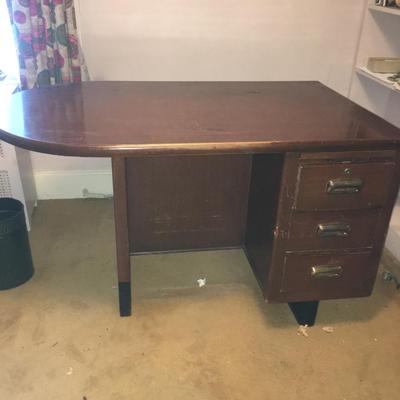 Rare Original Art Deco Office Mid Century Modern Desk Glass Arch Top