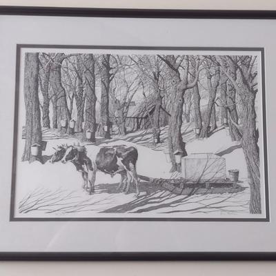 Framed Pen and Ink Art Print Numbered and Signed by Gene Matras