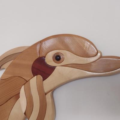 Hand Crafted Mixed Wood Dolphin Wall Art