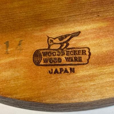 Vintage Retro Rooster Painted Wood Trivet Woodpecker Wood Ware Japan