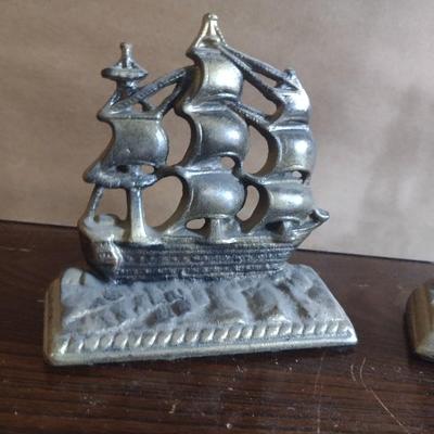 Vintage Cast Iron 'Old Ironsides' Book Ends