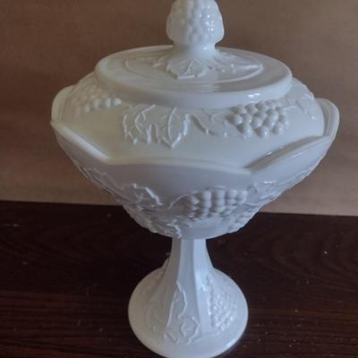 Vintage Milk Glass Pedestal Candy Dish