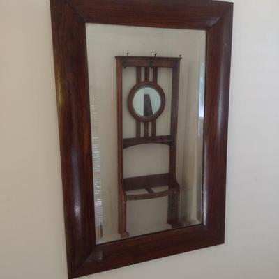 Solid Wood Framed Beveled Glass Wall Mirror