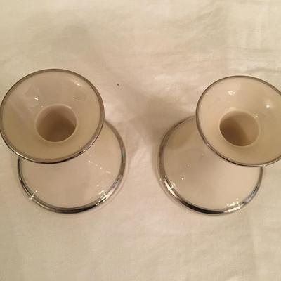 Lenox silver rimmed candlesticks