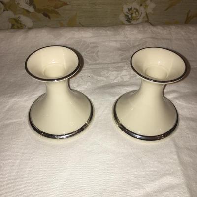 Lenox silver rimmed candlesticks