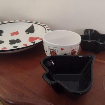 Assortment of Card Suits Ceramic Snack Dishes