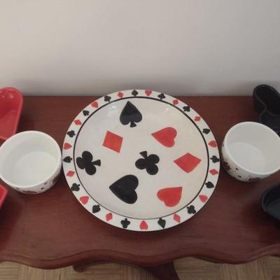 Assortment of Card Suits Ceramic Snack Dishes