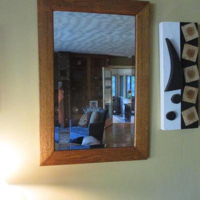 Wood Framed Beveled Mirror- B