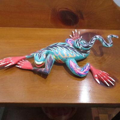 Hand Painted Wooden Lizard Wall Art- Signed by Artist - C