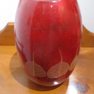 Pottery Vase with Leaf Design- C