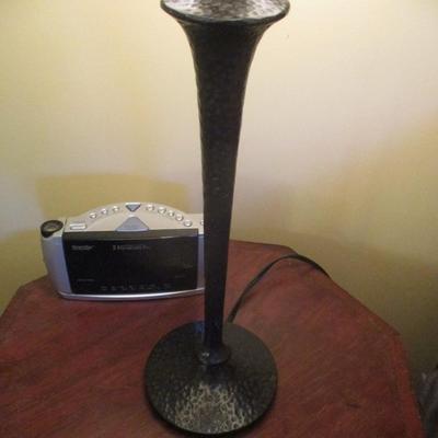 Pair of Hammered Metal Post Table Lamps - D