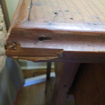 Antique Wooden Single Drawer Side Table with Stretcher Shelf - D