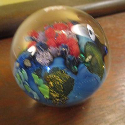 Colorful Art Glass Paperweight- Signed by Artist - E