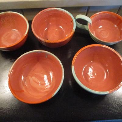 Assortment of Handmade Glazed Pottery Dishes - G