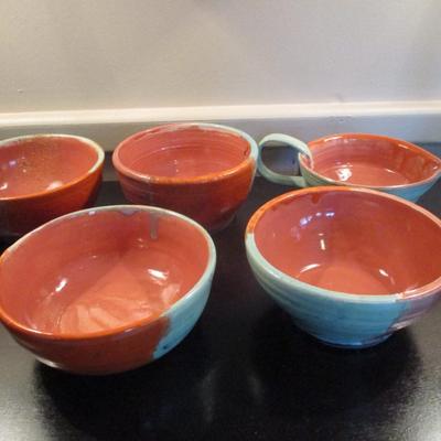 Assortment of Handmade Glazed Pottery Dishes - G