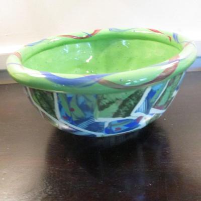 Hand Painted Pottery Bowl- Signed by Artist- Approx 8 1/2