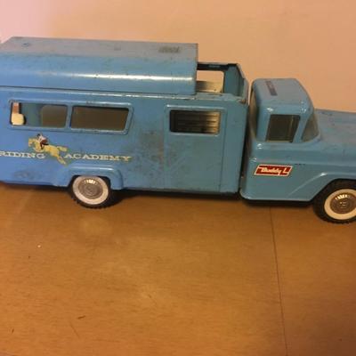 Buddy L Truck Riding Academy Horse Hauler Turquoise blue.