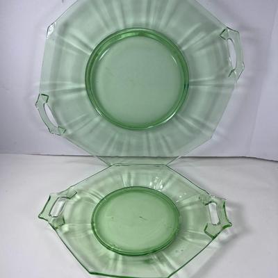 Large lot 17 pieces uranium Glow Glass, Plates, Bowls, Cake trays
