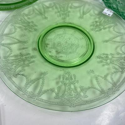 Large lot 17 pieces uranium Glow Glass, Plates, Bowls, Cake trays