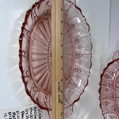 Three Anchor Hoking Vintage Pink glass serving trays