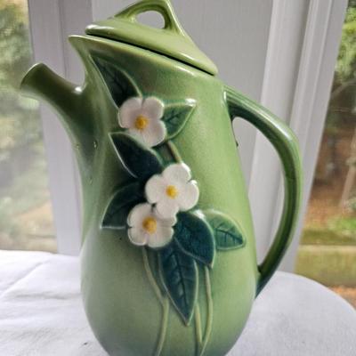 Roseville Mock Orange Green 1950 Coffee potPitcher with lid