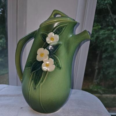 Roseville Mock Orange Green 1950 Coffee potPitcher with lid