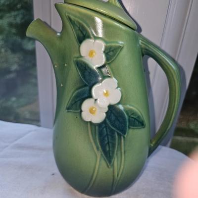 Roseville Mock Orange Green 1950 Coffee potPitcher with lid