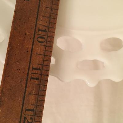 Lace edge milk glass footed cake plate