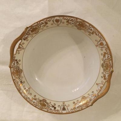 NORITAKE Japanese Porcelain Hand-painted Bowl Gold Flower Basket Pattern Mark