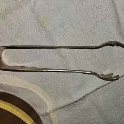 Vintage ice bucket and tongs