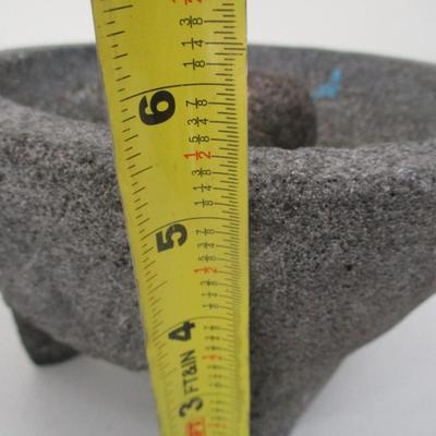 Mexican Molcajete Guacamole Bowl with Pig Accent- Approx 8 1/2