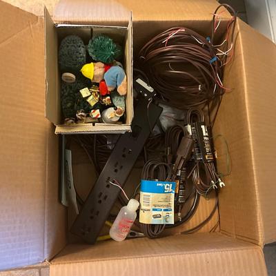 US1792 Box of Train Wiring and Small Decorative Trees and Cleaner