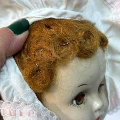 Vintage Antique Composite Sleep Eye Baby Doll Creepy Red Head