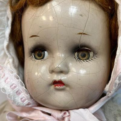 Vintage Antique Composite Sleep Eye Baby Doll Creepy Red Head