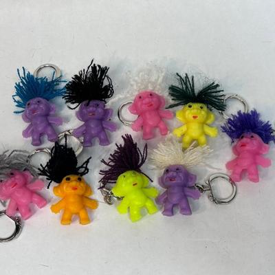 Retro Colorful Yarn Hair Troll Like Keychain Party Favors