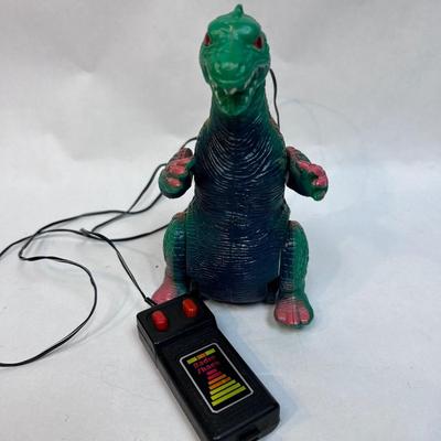 Retro Radio Shack Remote Controlled Plastic Moving Godzilla Battery Operated Wired Toy