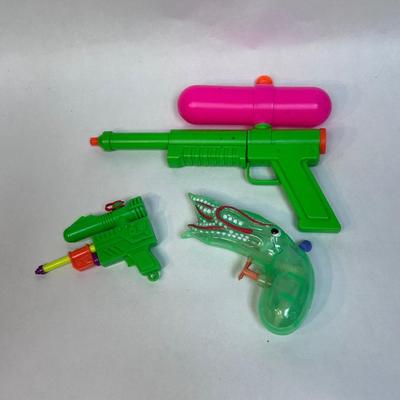 Lot of Three Small Handheld Plastic Water Shooter Toy Guns