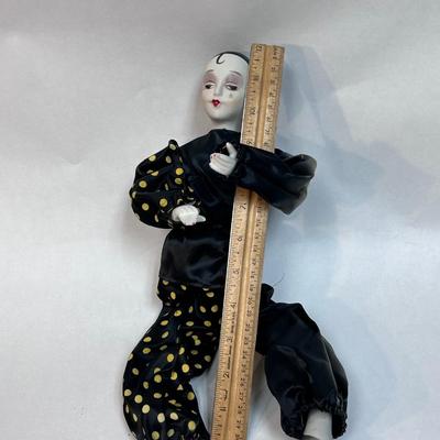 Vintage Retro Mime Harlequin Clown Doll Porcelain with Foam Body