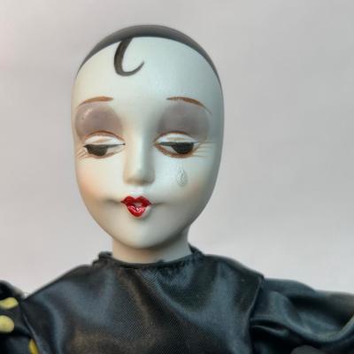 Vintage Retro Mime Harlequin Clown Doll Porcelain with Foam Body