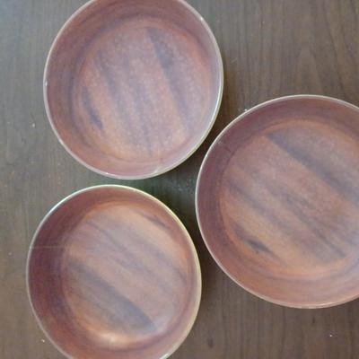 4 MCM lime green/wood bowls