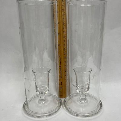 Pair of Princess House Heritage Collection Cylinder Hurricane Lamp Candle Holders
