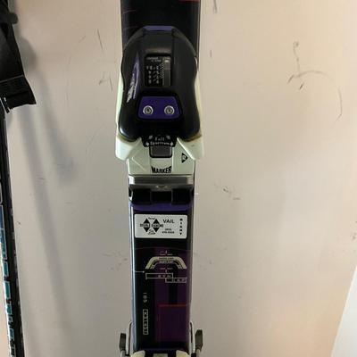 US1828 Pair of Vintage Kastle Syncap TCX Skis with poles