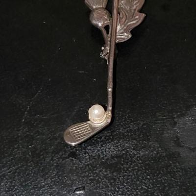 Golf Club with Pearl Brooch